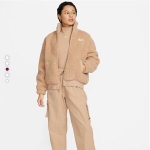 NWT Nike Beige Fleece Sherpa Jacket
